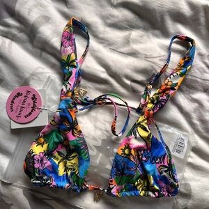 Kulani Kinis Multicolor Floral Bikini Top - Pink, Blue, Yellow, Green, Orange